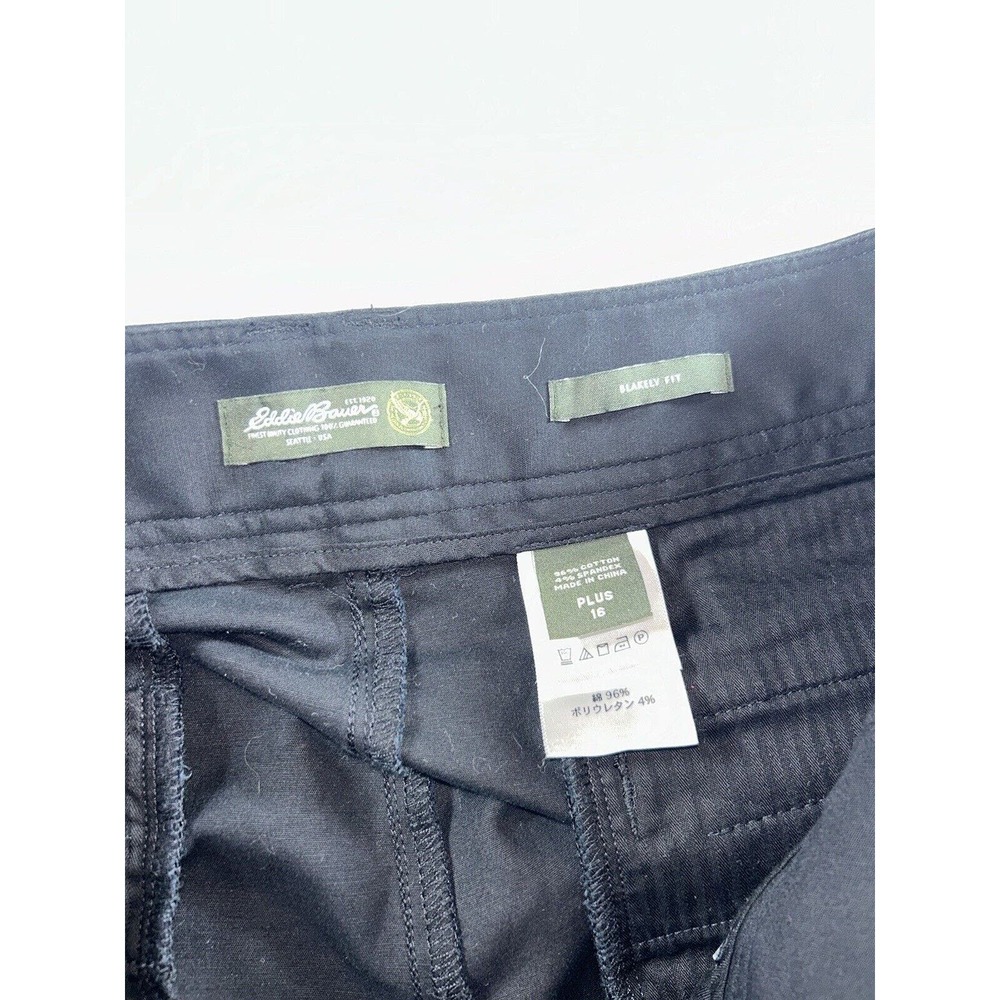 Eddie Bauer Pants Black Womens Blakely Fit Flat Front Stretch size 16Plus - Picture 5 of 6